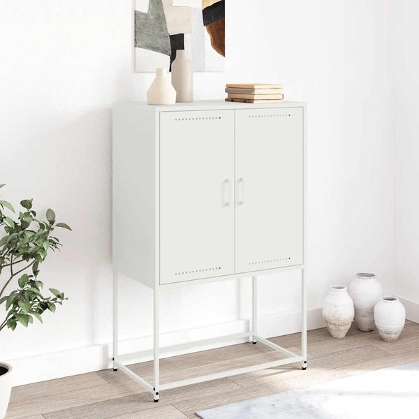 Weißes Highboard 68,5x38,5x107 cm Stahl