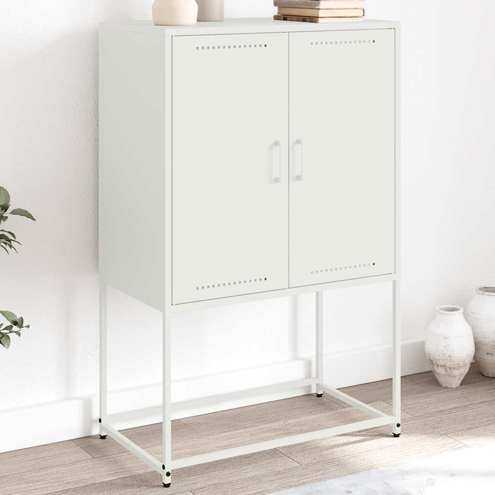 Weißes Highboard 68,5x38,5x107 cm Stahl