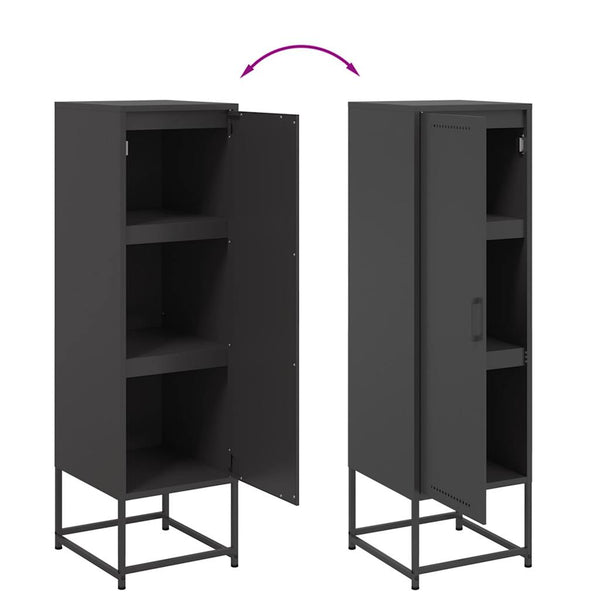 Schwarzes Highboard aus Stahl, 36x39x123 cm