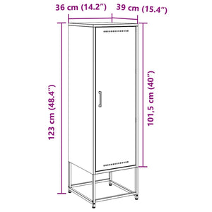 Anthrazitfarbenes Highboard aus Stahl, 36x39x123 cm