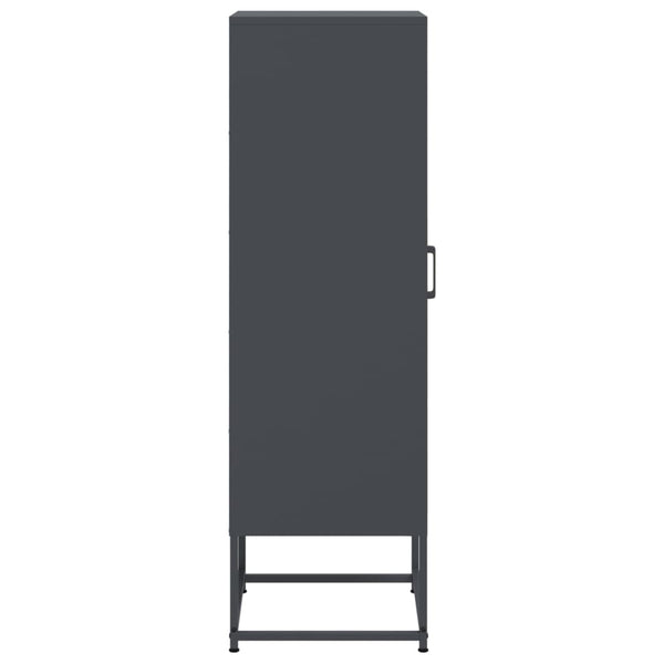 Anthrazitfarbenes Highboard aus Stahl, 36x39x123 cm