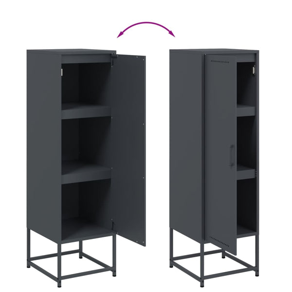 Anthrazitfarbenes Highboard aus Stahl, 36x39x123 cm