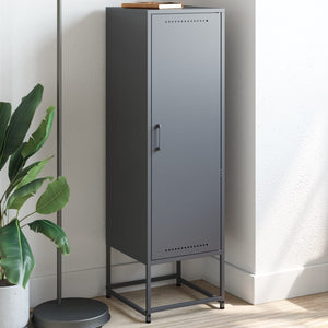 Anthrazitfarbenes Highboard aus Stahl, 36x39x123 cm