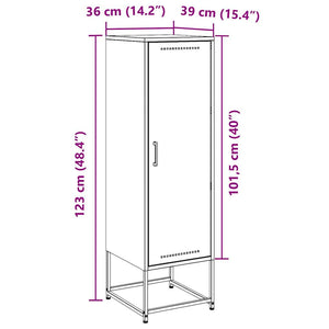 Weißes Highboard aus Stahl, 36x39x123 cm