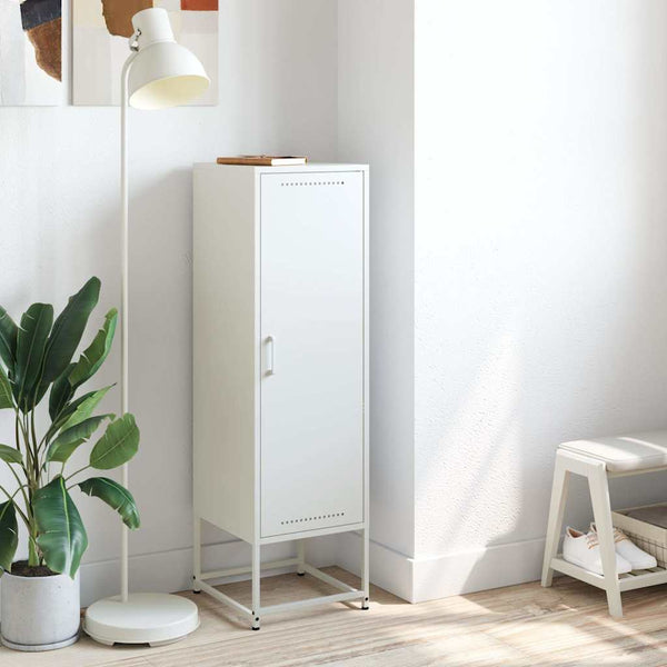 Weißes Highboard aus Stahl, 36x39x123 cm
