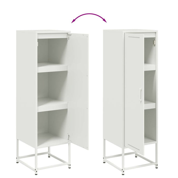 Weißes Highboard aus Stahl, 36x39x123 cm