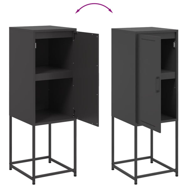 Schwarzes Highboard aus Stahl, 36x39x107 cm