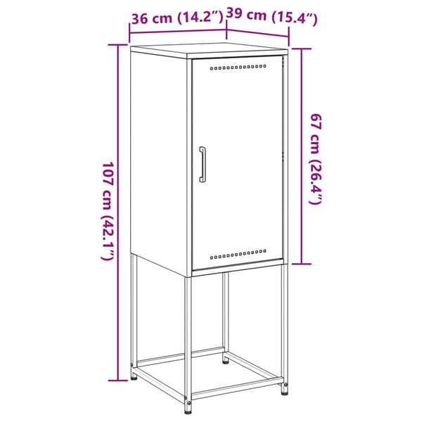 Anthrazitfarbenes Highboard 36x39x107 cm aus Stahl