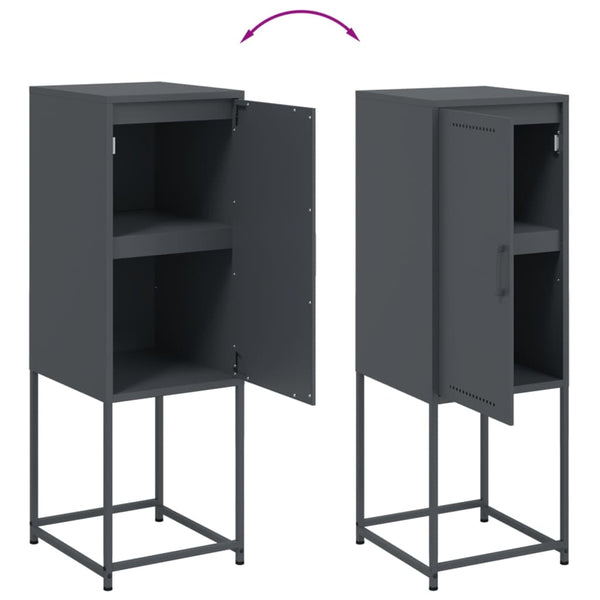 Anthrazitfarbenes Highboard 36x39x107 cm aus Stahl