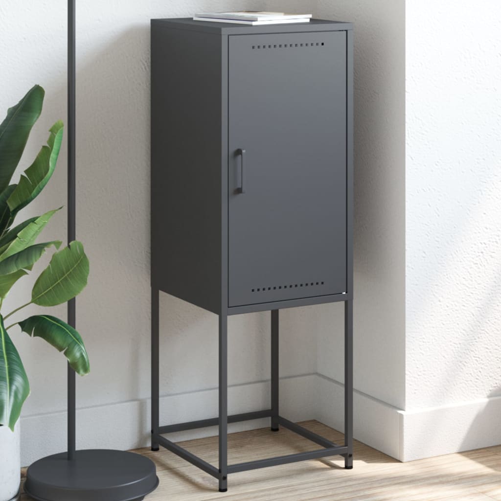 Anthrazitfarbenes Highboard 36x39x107 cm aus Stahl