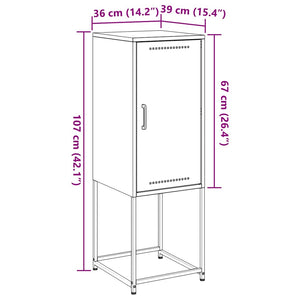 Weißes Highboard aus Stahl, 36x39x107 cm