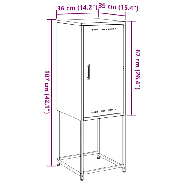 Weißes Highboard aus Stahl, 36x39x107 cm
