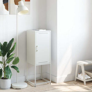 Weißes Highboard aus Stahl, 36x39x107 cm