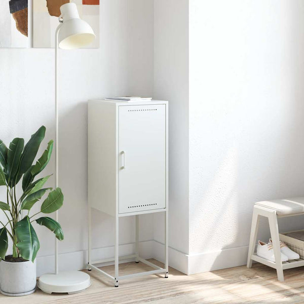 Weißes Highboard aus Stahl, 36x39x107 cm