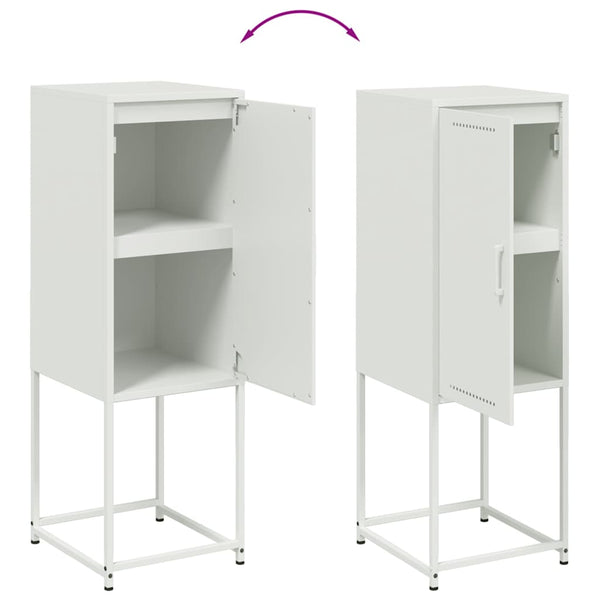 Weißes Highboard aus Stahl, 36x39x107 cm