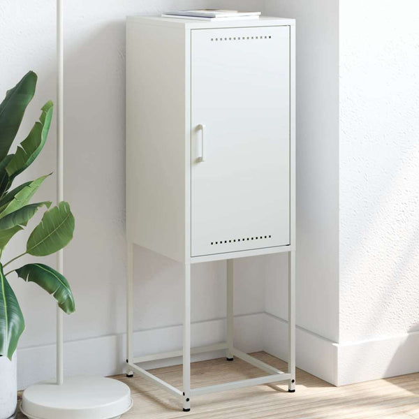 Weißes Highboard aus Stahl, 36x39x107 cm