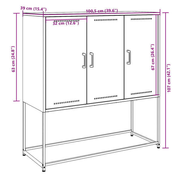 Highboard Anthrazit Stahl 100,5x39x107 cm