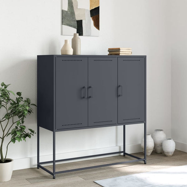 Highboard Anthrazit Stahl 100,5x39x107 cm