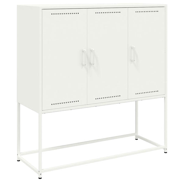 Weißes Highboard 100,5x39x107 cm aus Stahl