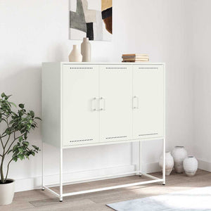 Weißes Highboard 100,5x39x107 cm aus Stahl