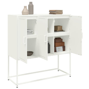 Weißes Highboard 100,5x39x107 cm aus Stahl