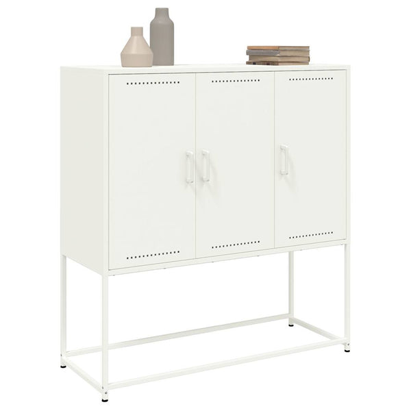 Weißes Highboard 100,5x39x107 cm aus Stahl