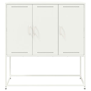 Weißes Highboard 100,5x39x107 cm aus Stahl