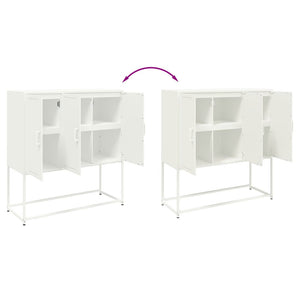 Weißes Highboard 100,5x39x107 cm aus Stahl