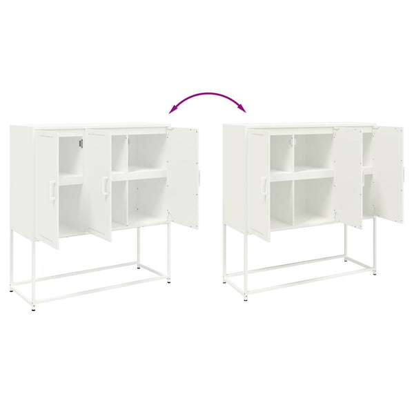 Weißes Highboard 100,5x39x107 cm aus Stahl