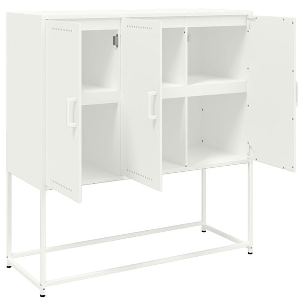 Weißes Highboard 100,5x39x107 cm aus Stahl
