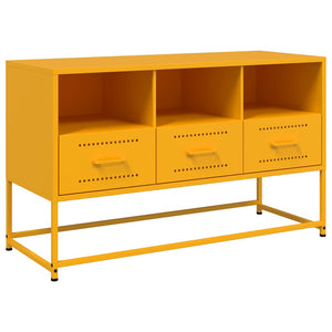 Senfgelber TV-Schrank aus Stahl, 100,5 cm