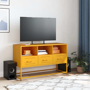 Senfgelber TV-Schrank aus Stahl, 100,5 cm