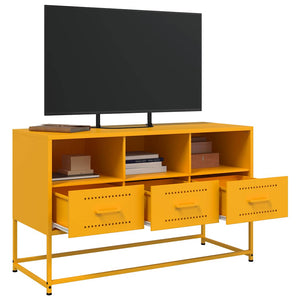 Senfgelber TV-Schrank aus Stahl, 100,5 cm