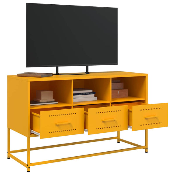 Senfgelber TV-Schrank aus Stahl, 100,5 cm