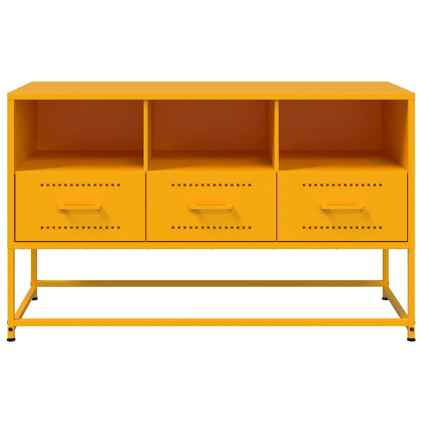Senfgelber TV-Schrank aus Stahl, 100,5 cm