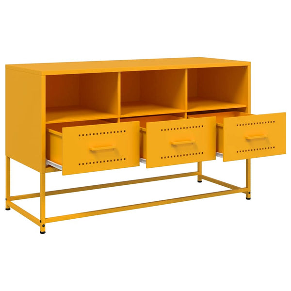 Senfgelber TV-Schrank aus Stahl, 100,5 cm