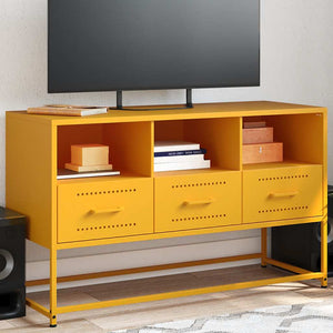 Senfgelber TV-Schrank aus Stahl, 100,5 cm