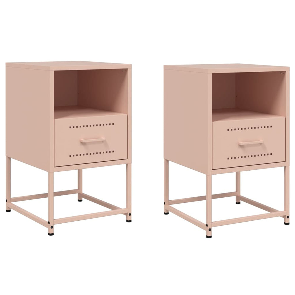 Nachttische 2er Set Rosa Stahl