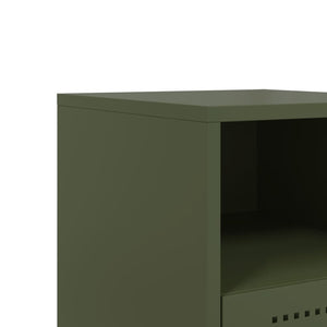 Olivgrüne Nachttische, 2er-Set