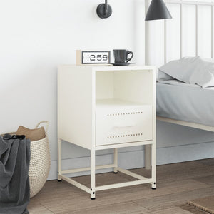 Weißer Nachttisch aus Stahl, 36 cm