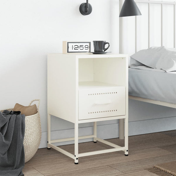 Weißer Nachttisch aus Stahl, 36 cm