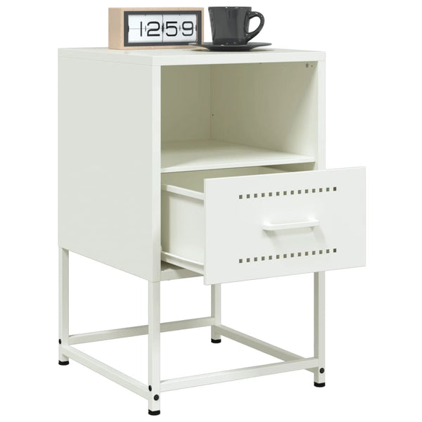 Weißer Nachttisch aus Stahl, 36 cm