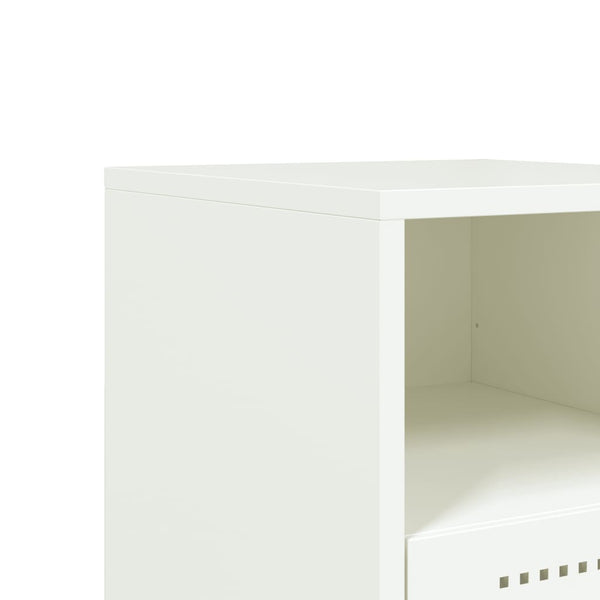 Weißer Nachttisch aus Stahl, 36 cm