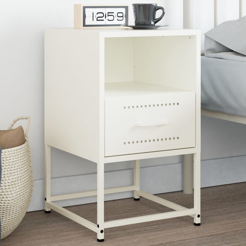 Weißer Nachttisch aus Stahl, 36 cm