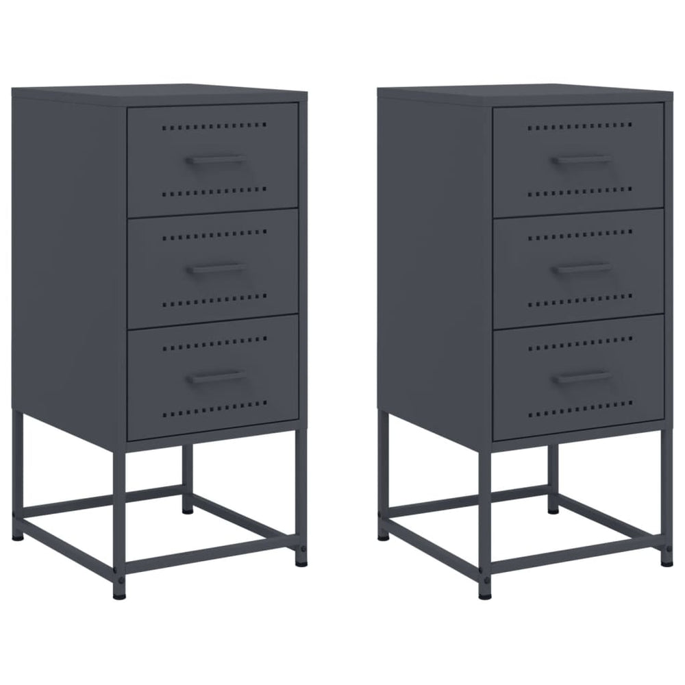 Nachttische 2er Set Anthrazit Stahl 36x39x78cm