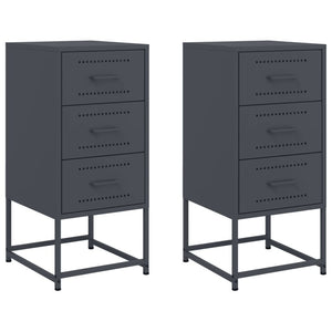 Nachttische 2er Set Anthrazit Stahl 36x39x78cm
