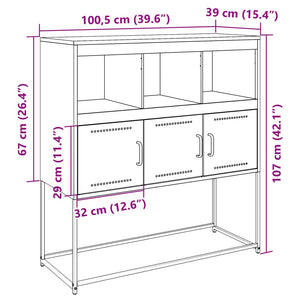 Senfgelbes Stahl Sideboard, 100cm