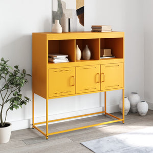 Senfgelbes Stahl Sideboard, 100cm