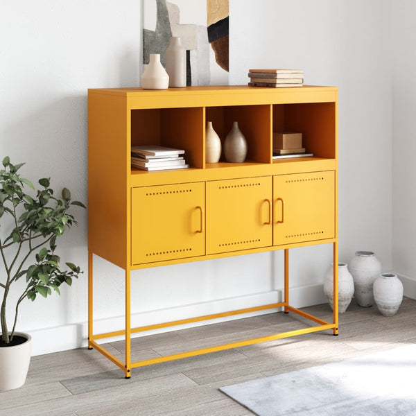 Senfgelbes Stahl Sideboard, 100cm
