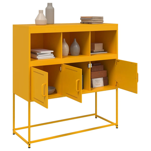 Senfgelbes Stahl Sideboard, 100cm